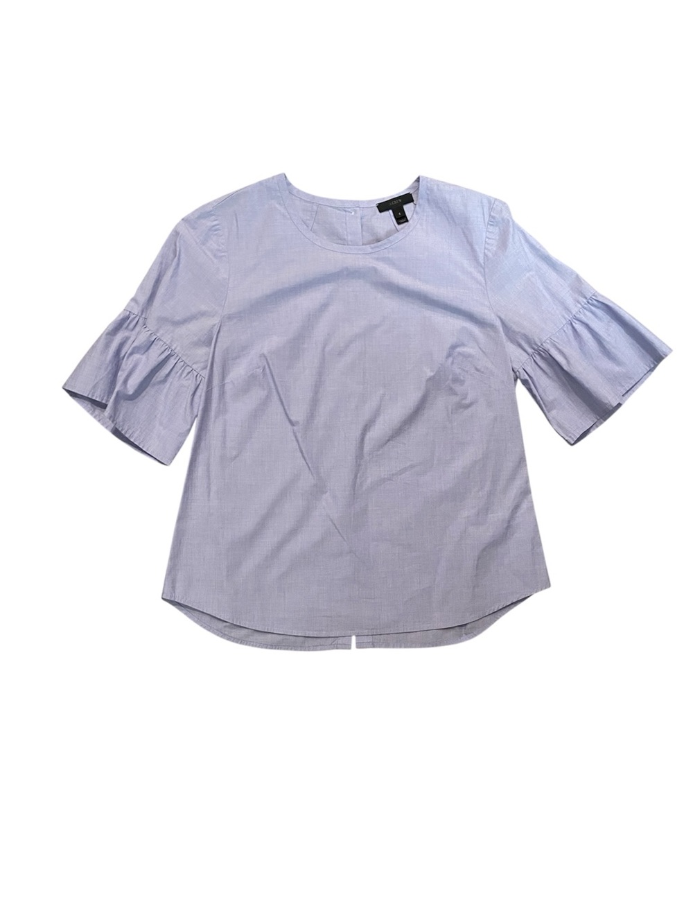 J. Crew Light Blue Ruffle-Sleeve Cotton Blouse
